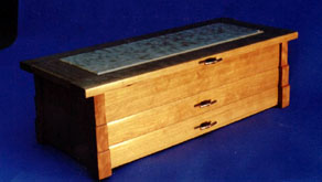Cherry and quilted maple jewelry box, for Toni Ann